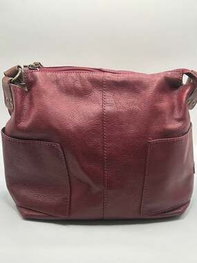 Sundance Maroon Pebbled Leather Shoulder Bag Made in Spain